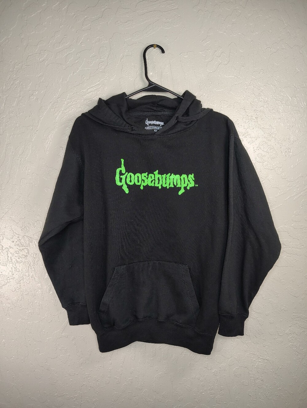 Goosebumps Black Hoodie Sweatshirt - Neon Green Logo Size S